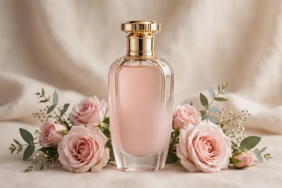 Elegant floral perfume for women with roses